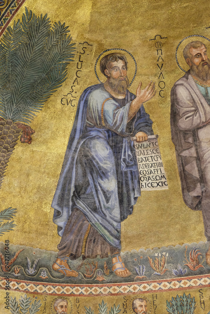 Naklejka premium Saint Luke mosaic in the basilica of Saint Paul Outside the Walls, Rome, Italy 