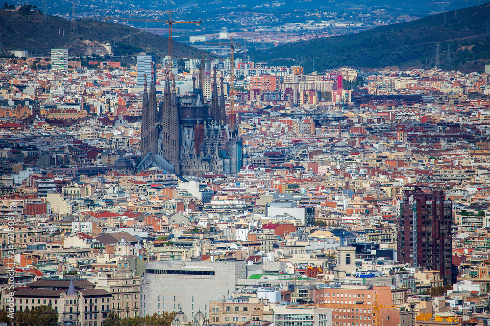 Panoramic cityscape of Barcelona (Spain)