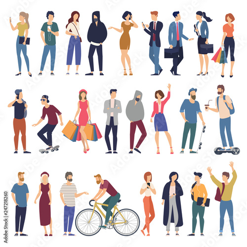 men and women flat design style cartoon characters