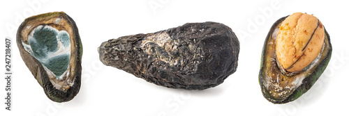 Canvas-taulu Set of spoiled avocado isolated on white background