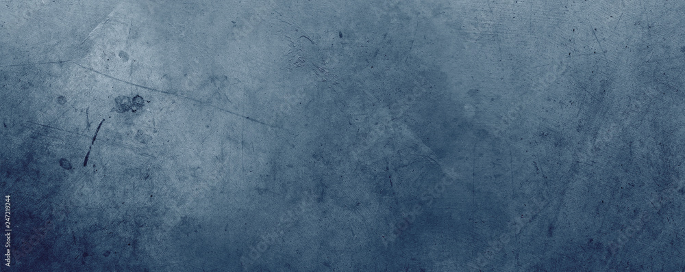 Blue textured concrete wide wall background