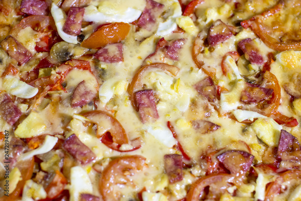 The process of cooking homemade pizza. Italian pizza is fried in the oven. The process of cooking homemade pizza. Italian pizza is fried in the oven.