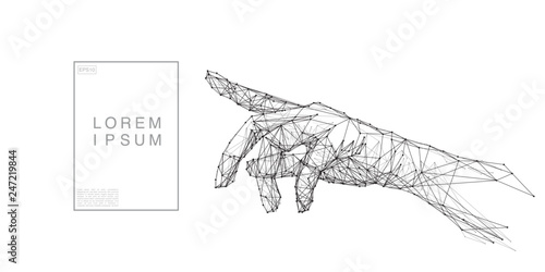  Human hand touch technological concept with Low poly blue and Polygonal abstract