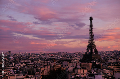 The Eiffel Tower during Sunset
