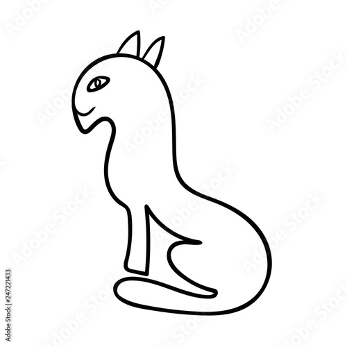 Cartoon  doodle cat isolated on white background. Vector illustration.   