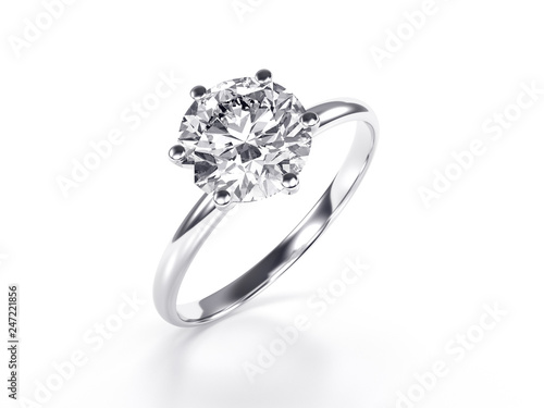 Solitaire diamond engagement ring isolated on white background
