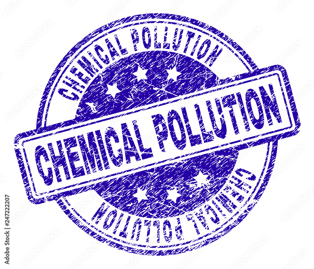 Polution Label CHEMICAL POLLUTION stamp seal watermark with grunge style. Designed ...