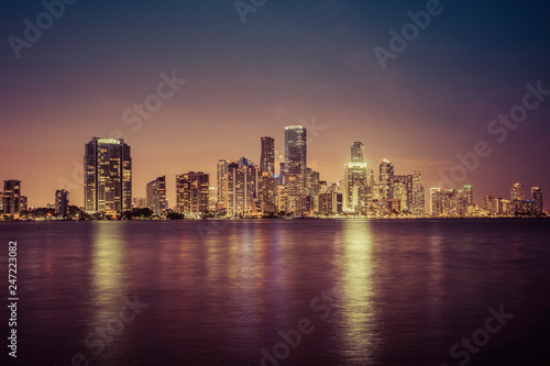 Miami city downtown at night in South Florida © marchello74