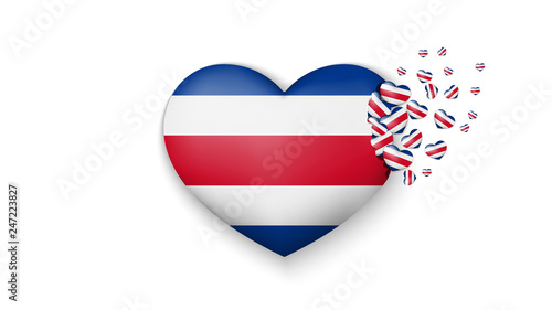 Free Download National flag of Costa Rica in heart illustration. With love to Costa Rica country. The national flag of Costa Rica fly out small hearts on white background - GFXLoad