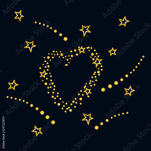 Starry sky, the heart of the stars. Vector illustration