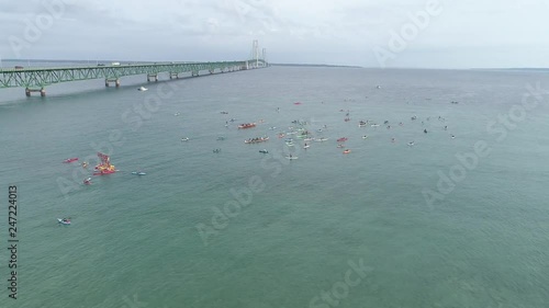Wallpaper Mural Mackinaw Bridge Line 5 Kayak Protest Torontodigital.ca