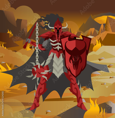 evil red morning star spike ball dark knight