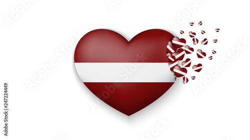 Free Download National flag of Latvia in heart illustration. With love to Latvia country. The national flag of Latvia fly out small hearts on white background - GFXLoad