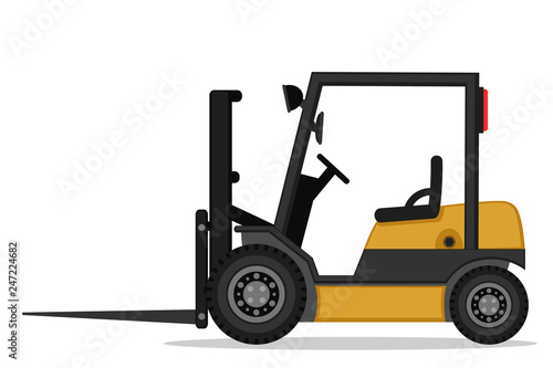 Forklift truck on a white. The car to lift the load.