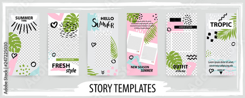 Trendy editable template for social topical networks stories, vector illustration.