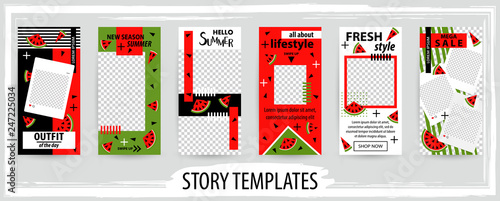 Trendy editable template for social networks stories, vector illustration.