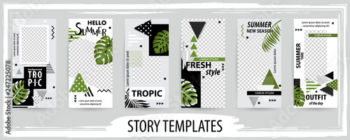 Trendy editable template for social topical networks stories, vector illustration.