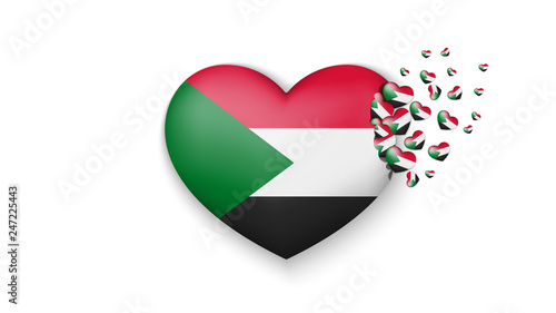 Free Download National flag of Sudan in heart illustration. With love to Sudan country. The national flag of Sudan fly out small hearts on white background - GFXLoad