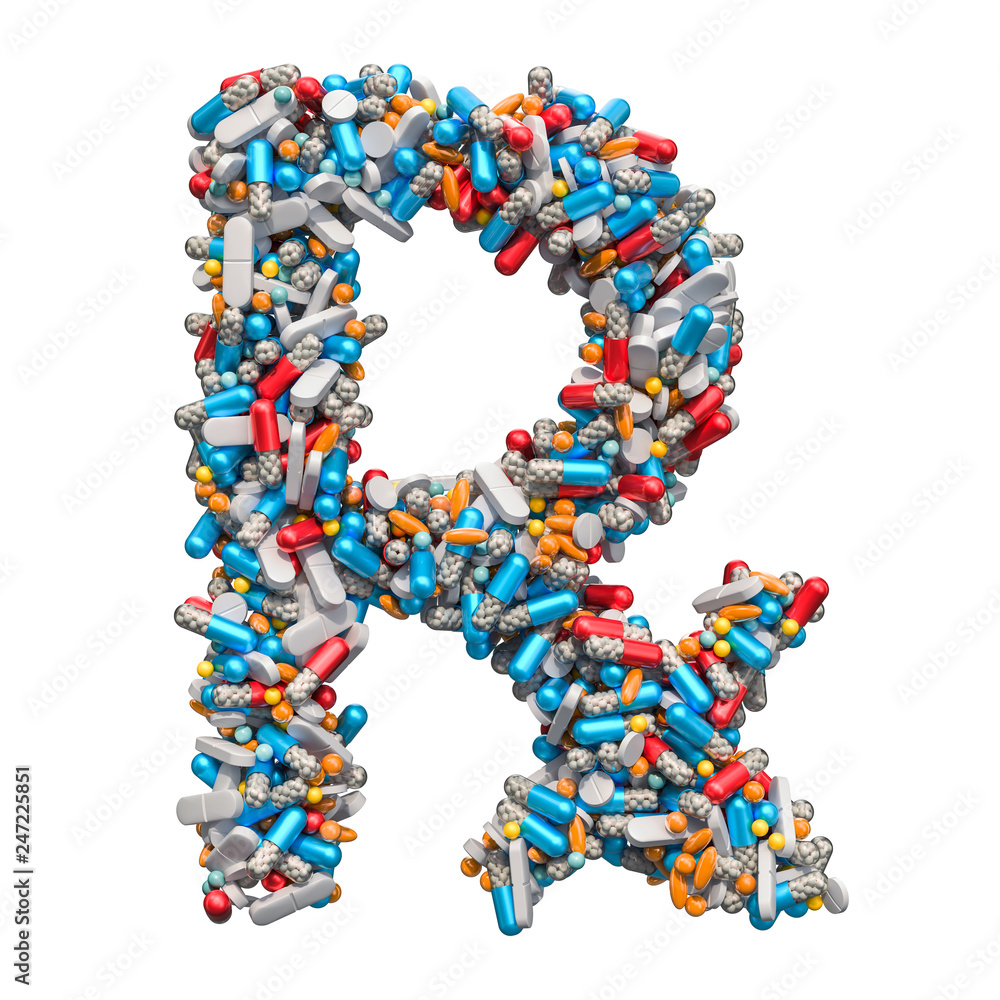 RX prescription medicine symbol, 3D rendering