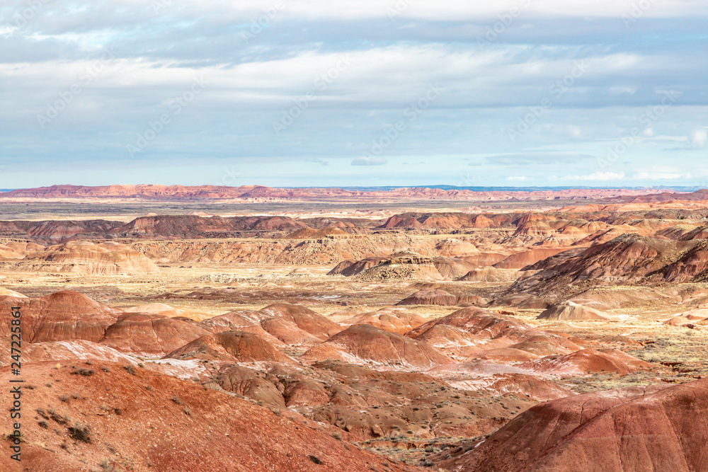Looking out over the colorful rocks in the Painted Desert, Arizona Looking out over the colorful rocks in the Painted Desert, Arizona