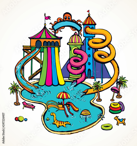 Aquapark. Vector drawing