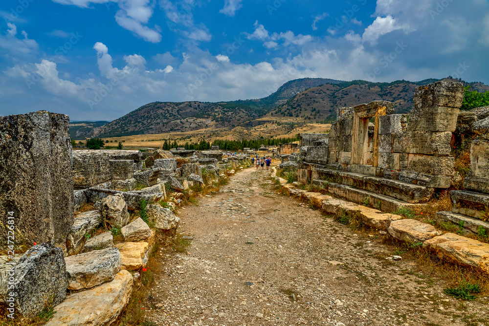 Hierapolis - an ancient city located on the slope of the Cökelez mountain, above the Pamukkale limestone terraces, approx. 15 km from Denizli in south-western Turkey (Anatolia)