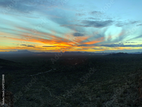 Sunset from Saguaro National Park in Tucson Arizona