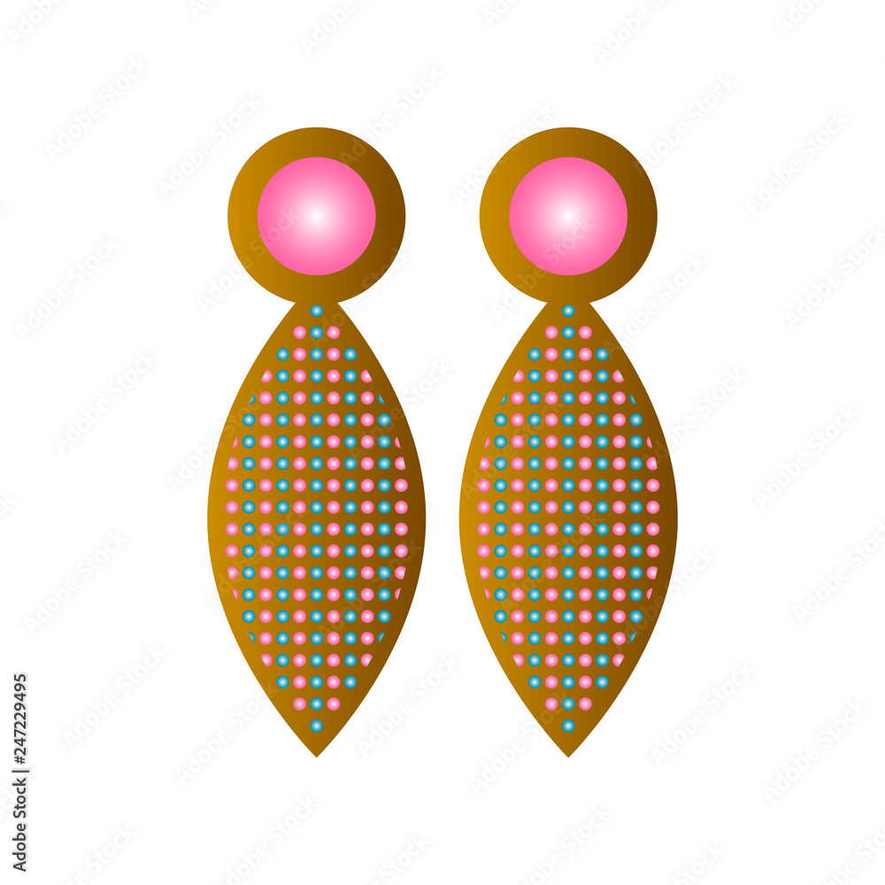 Isolated pink pearl earrings image. Vector illustration design