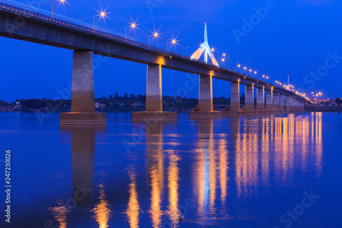 Thai–Lao Friendship Bridge at night