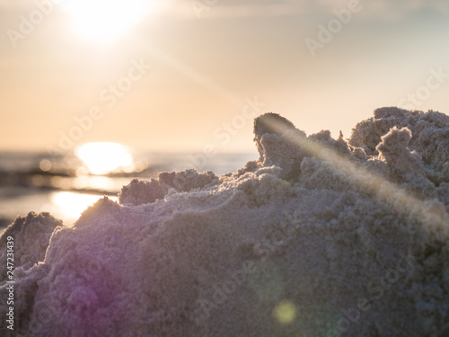 sunset on the seaside with beautiful orange light