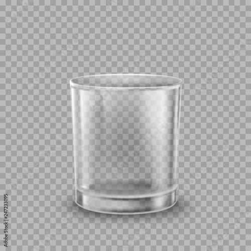Glass isolated on transparent background. Vector empty drinking cup mockup.