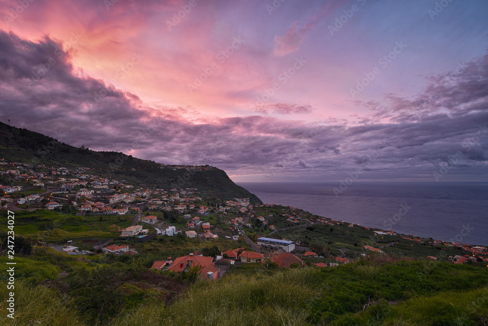 Sunset over portugese village