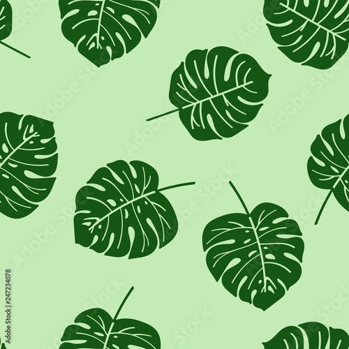 Seamless vector pattern. Background of monstera leaves