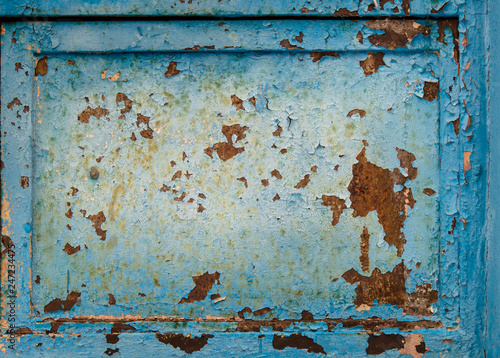 Old blue grunge cracked background with frame