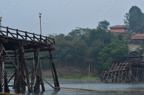 Early morning view at Saphan Mai, Sangkhla Buri District, Kanchanaburi Province, Thailand photo