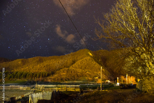 panoramic view of the mountains at night from the village