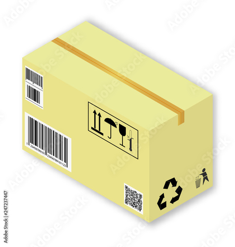 Vector drawing of a cardboard box with marking