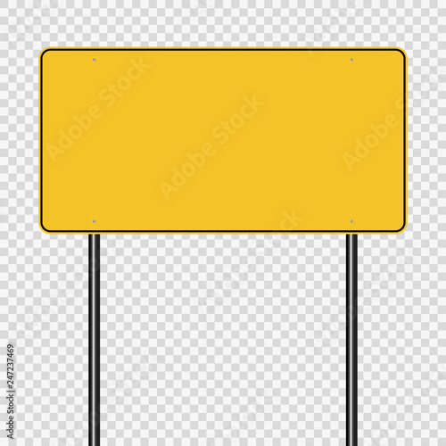 Sign road yellow on transparent background