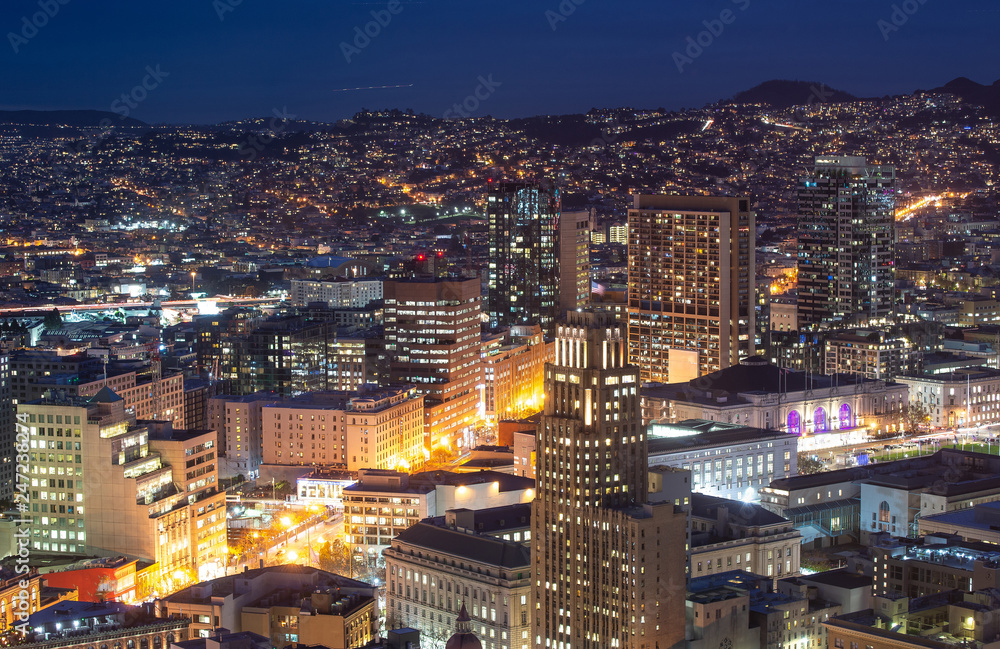 Aerial cityscape of San Francisco, California, USA