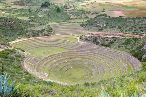 Ancient inca circular terraces at Moray agricultural experimental station peru