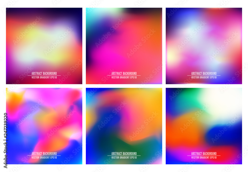 Colorful gradient background set for printing products, banner, card, flyer, poster, cover brochure