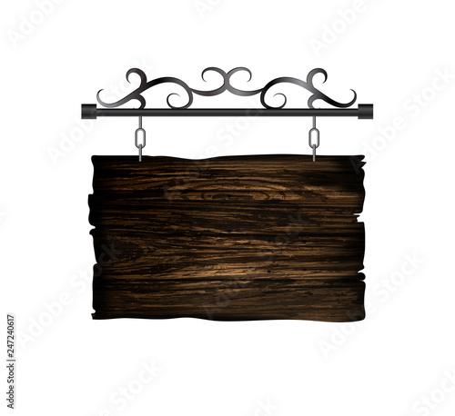 hanging, wooden Board vector, wooden object for text.