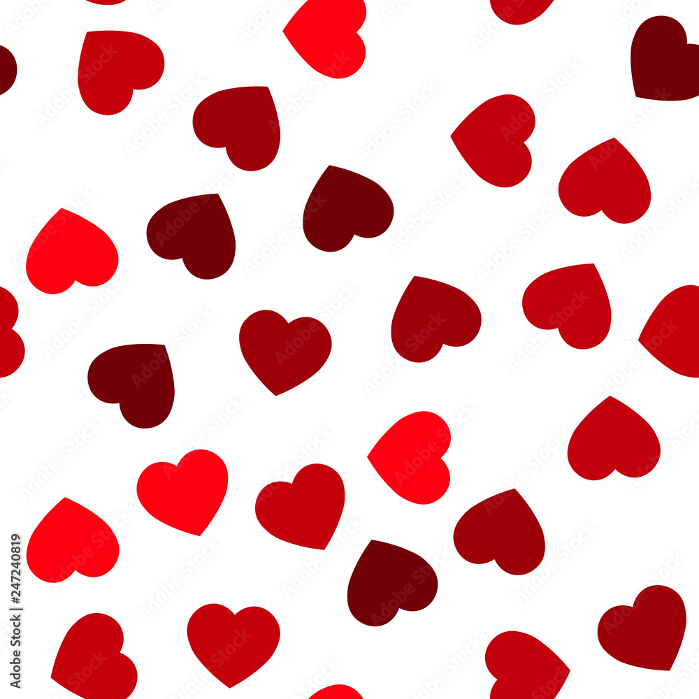 Red hearts seamless pattern. Random scattered hearts background. Love or Valentine theme. Vector illustration Red hearts seamless pattern. Random scattered hearts background. Love or Valentine theme. Vector illustration