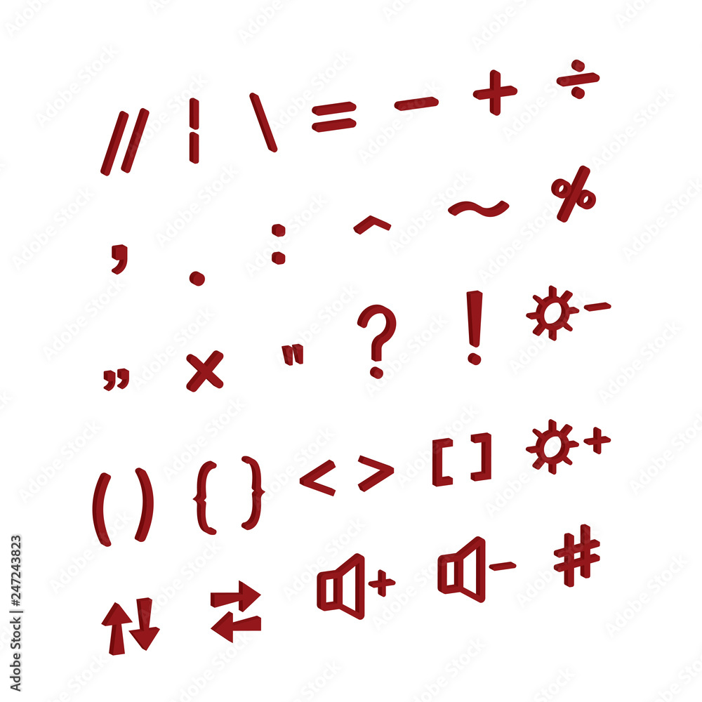 buttons for a computer or phone keyboard. Icons isometric. Vector, 3d modeling icons. buttons for a computer or phone keyboard. Icons isometric. Vector, 3d modeling icons.