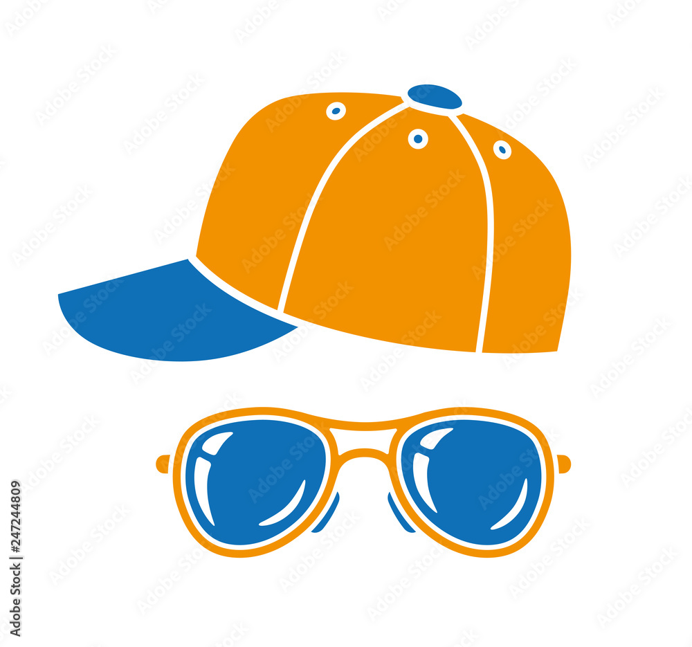 Baseball cap and sun glasses icon Baseball cap and sun glasses icon