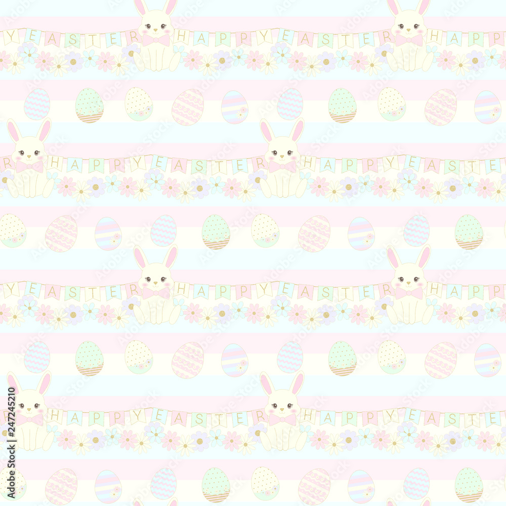 Easter Eggs and bunny stripe Seamless Pattern Easter Eggs and bunny stripe Seamless Pattern