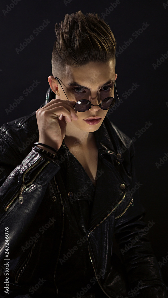 Premium Photo  Handsome stylish young man in a black fashionable