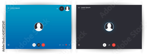 Skype call screen template. Mobile skype layout, Mockup Skype. UI,UX,Kit interface. Call screen. Vector illustration eps10 photo