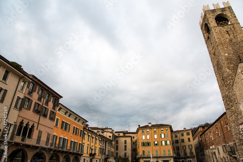 The panorama of Piazza del Duomo square, Brescia, italy