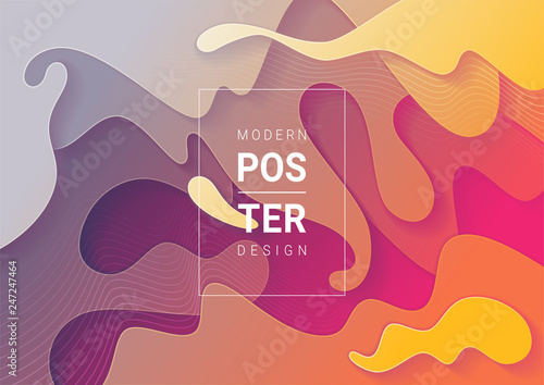 Liquid colorful modern background. Acid fluid gradient shapes. Contemporary futuristic design of poster. 3d abstract, vector.